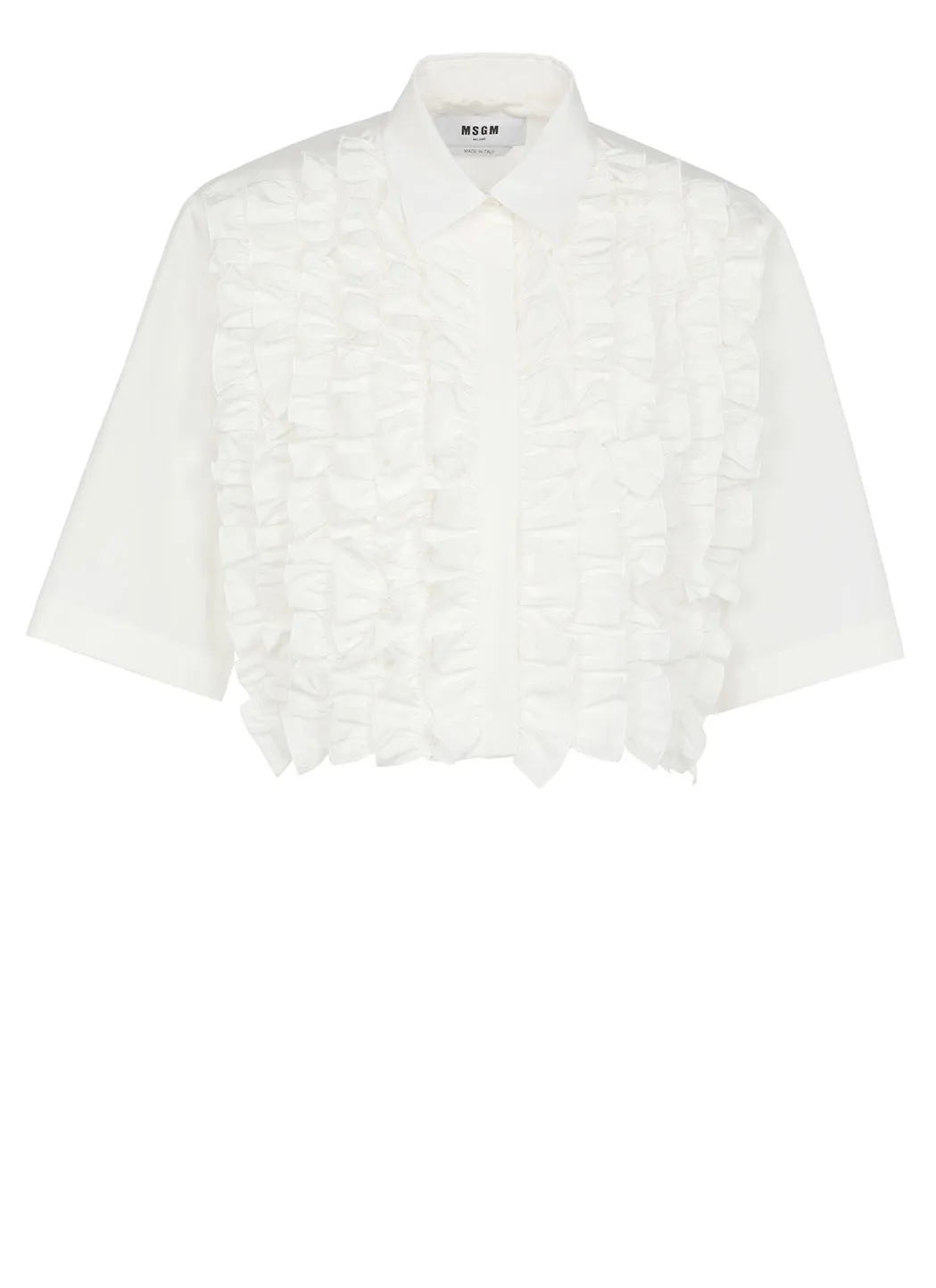MSGM Ruffled Cropped Short-Sleeved Shirt