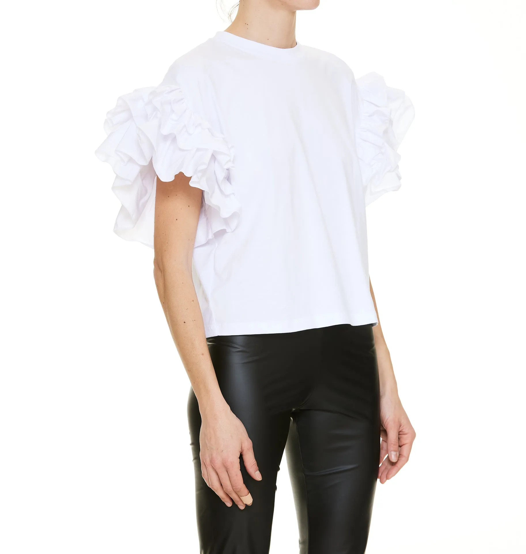 MSGM Ruffled Short-Sleeved T-Shirt