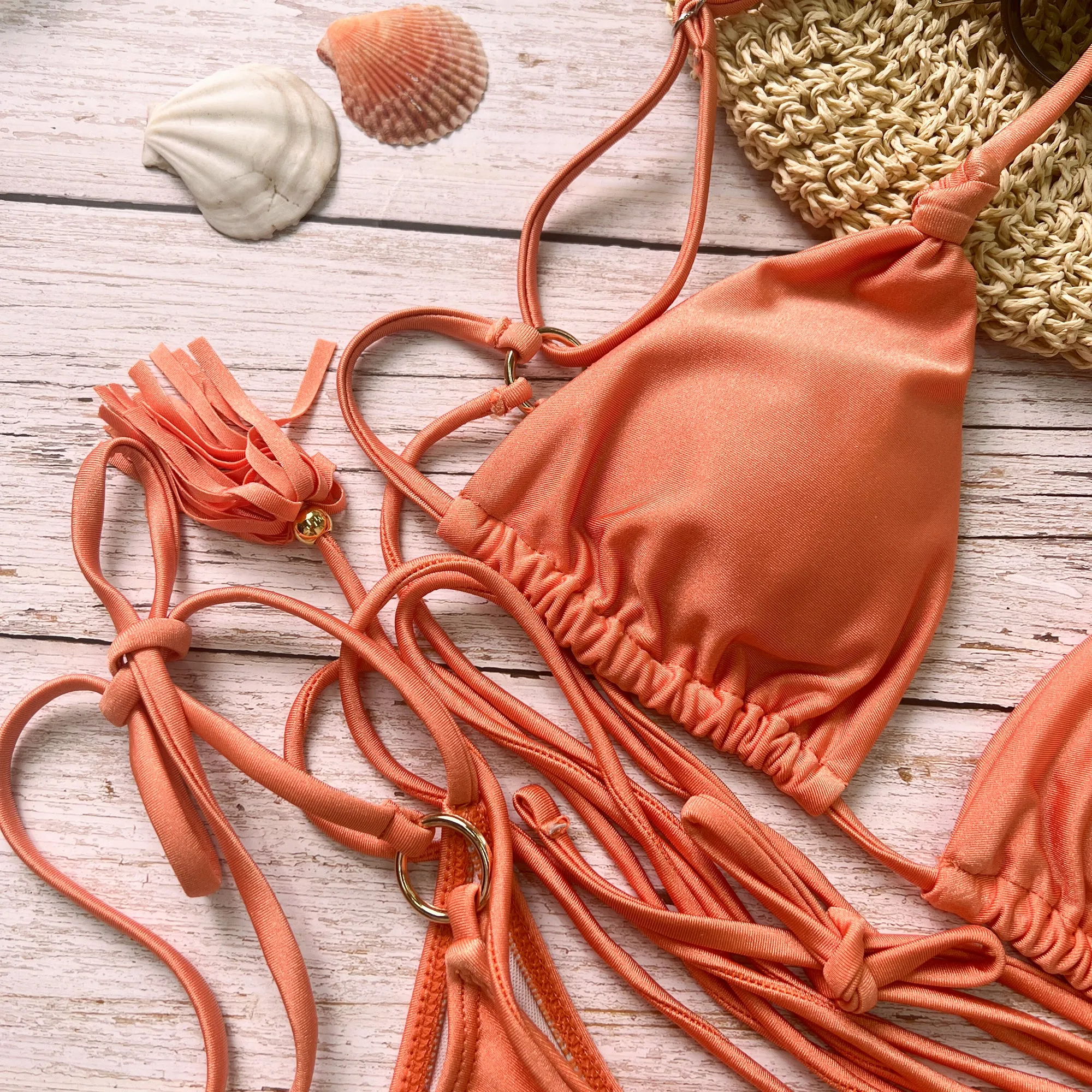 Orange Up Triangle Bikini Set