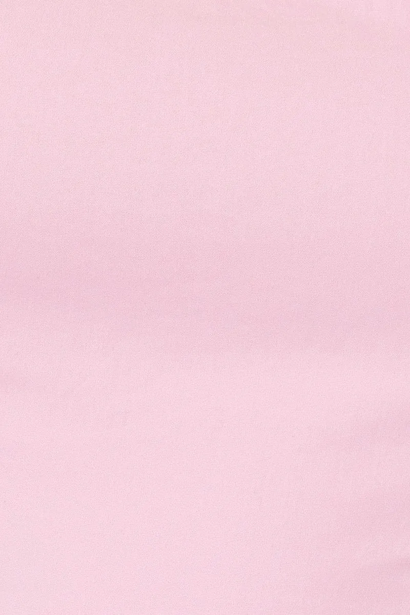 Pink Crop Top Balloon Sleeve Bardot Shoulder