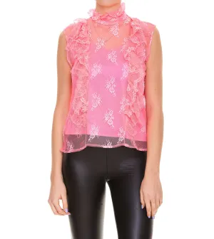 Pinko Ruffled High Neck Sleeveless Blouse