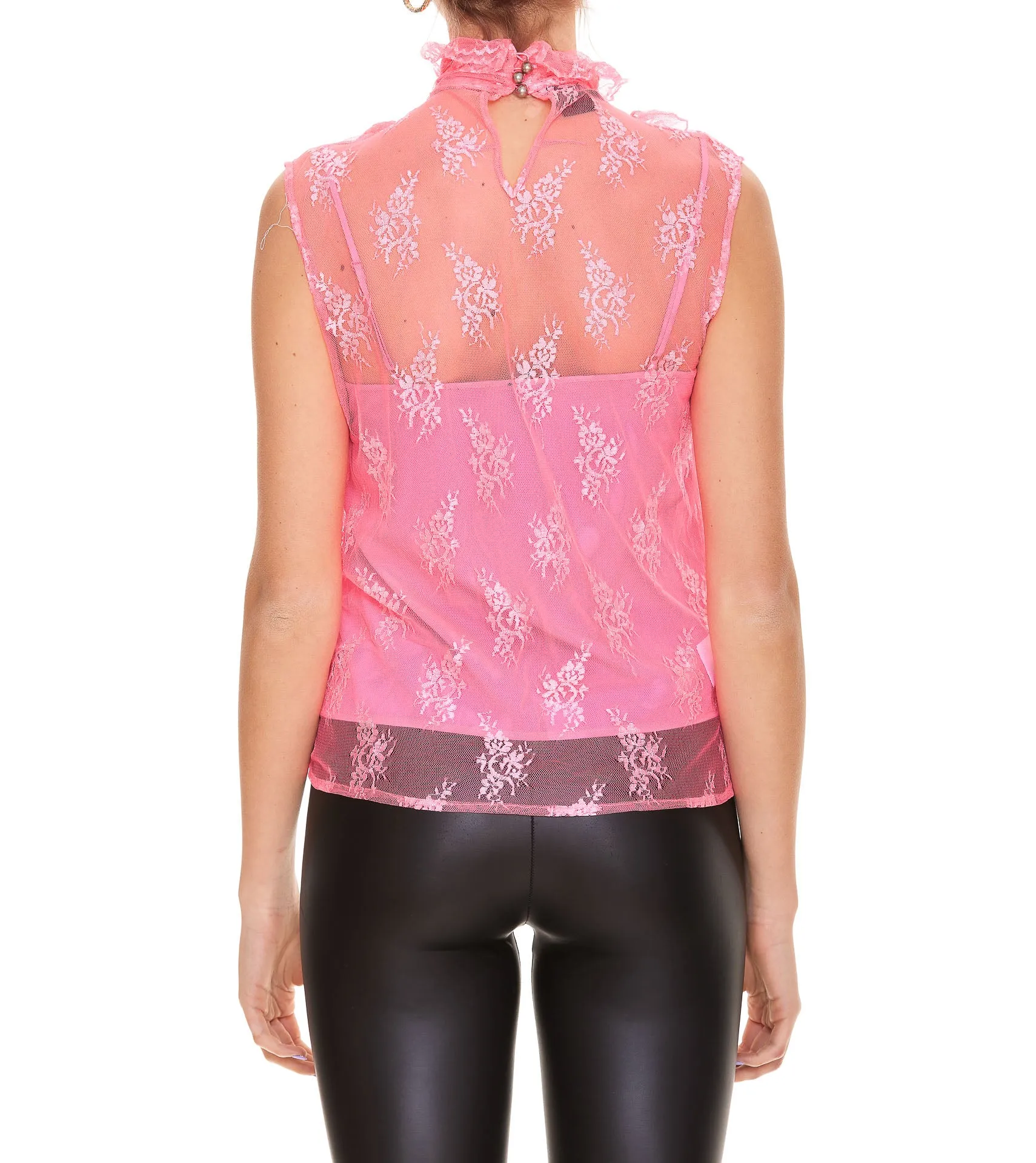 Pinko Ruffled High Neck Sleeveless Blouse