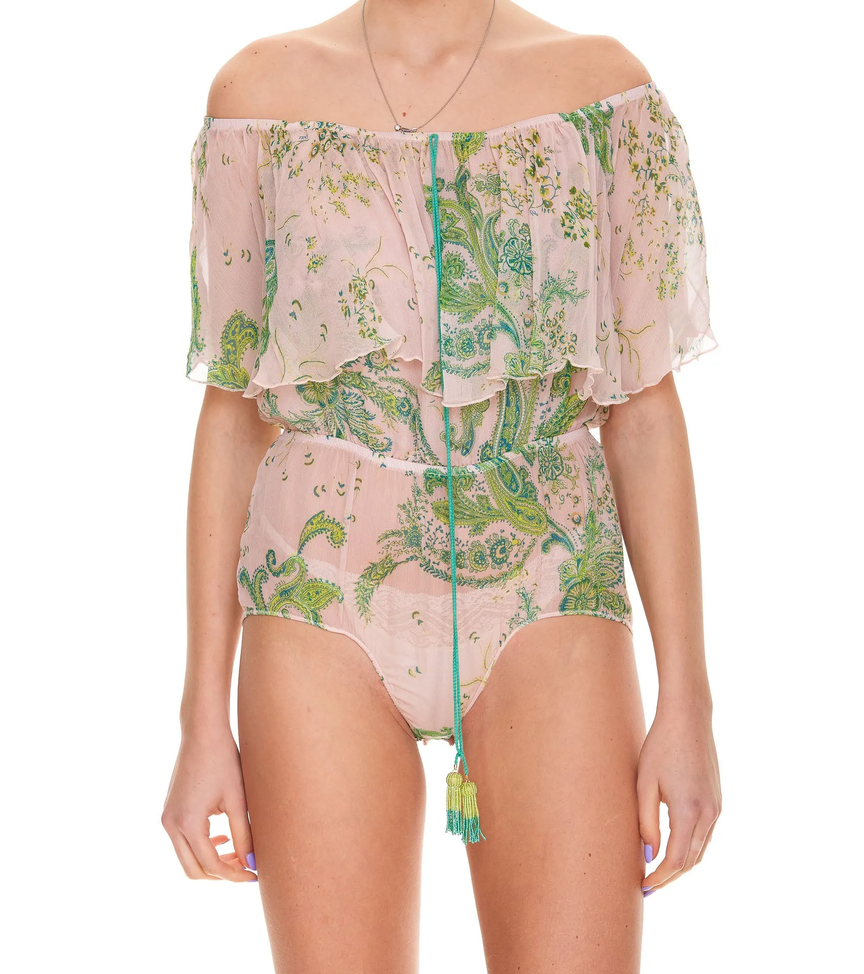 Pinko Ruffled Off-Shoulder Bodysuit