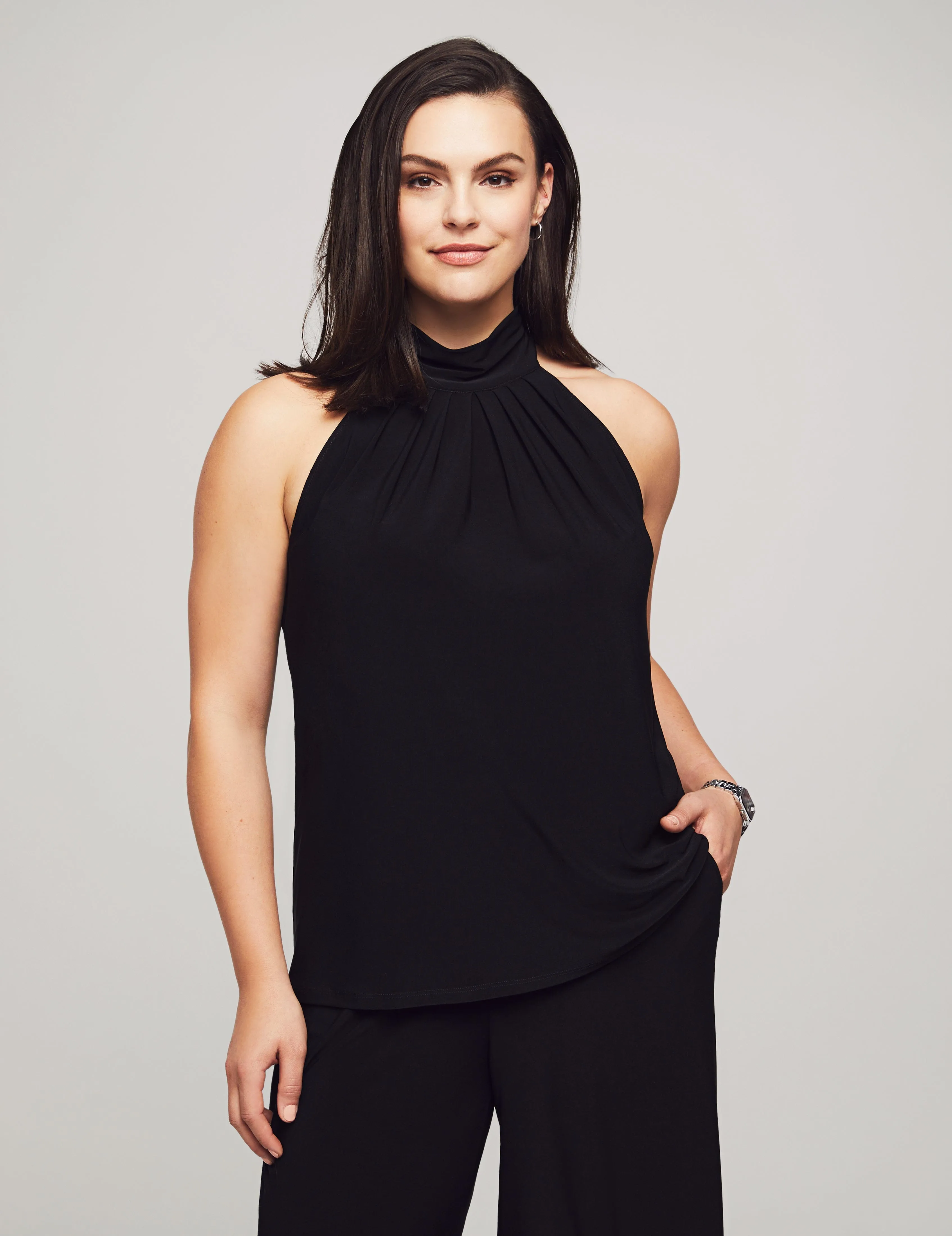 Pleat Neck Halter Top- Sale