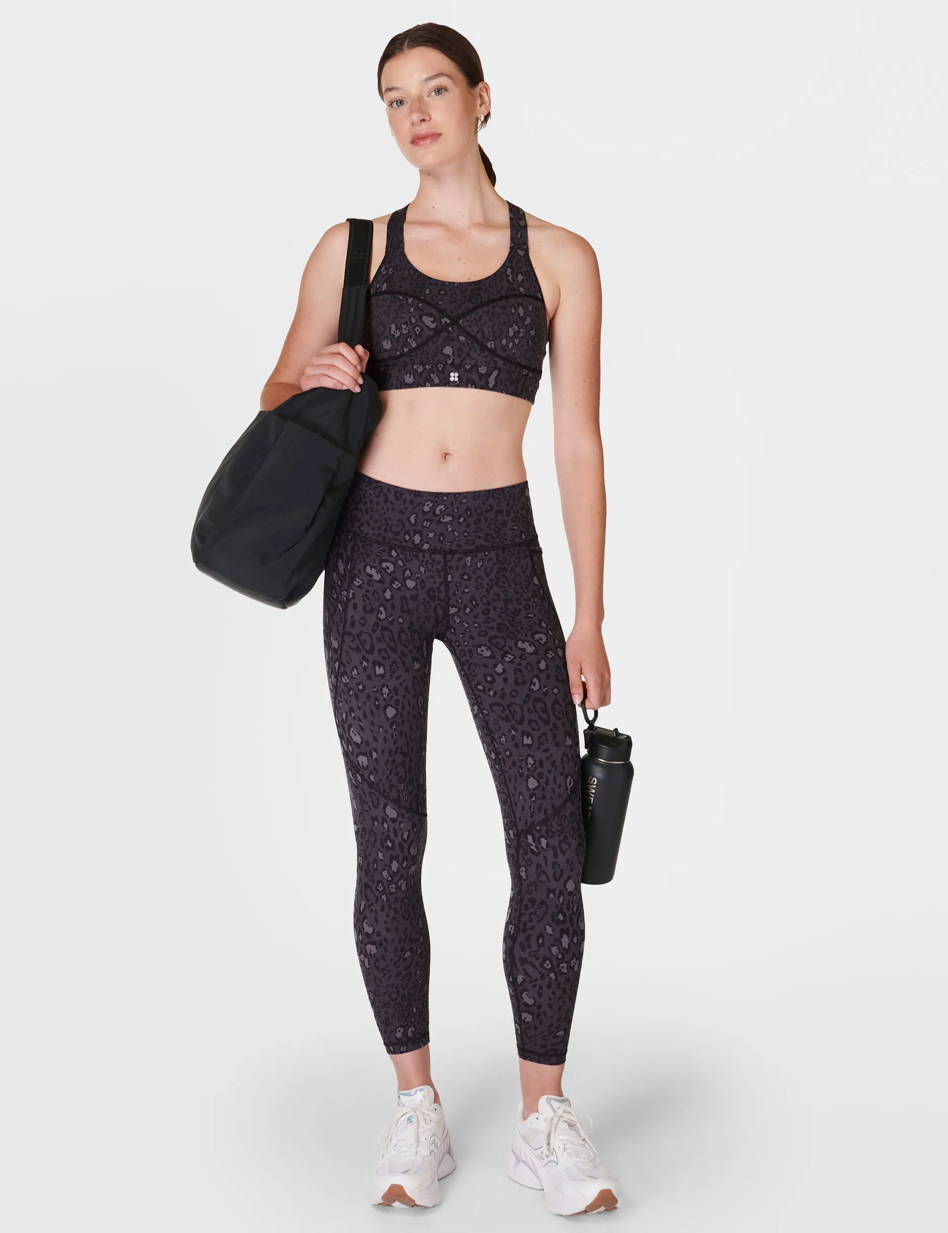 Power Medium Support Sports Bra - Black Luxe Leopard Print