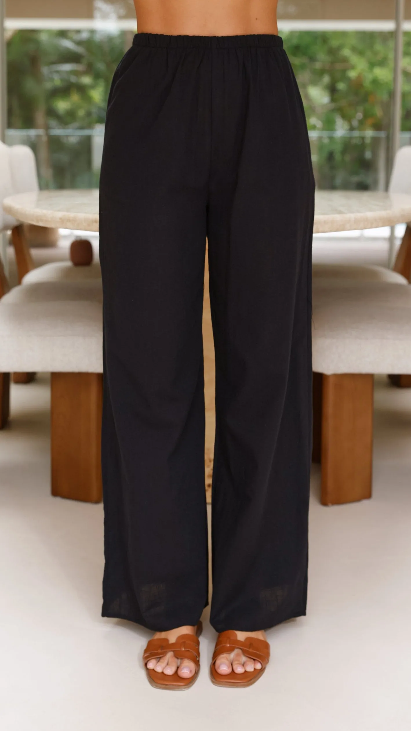 Sharni Strapless Pleat Top and Pants Set - Black