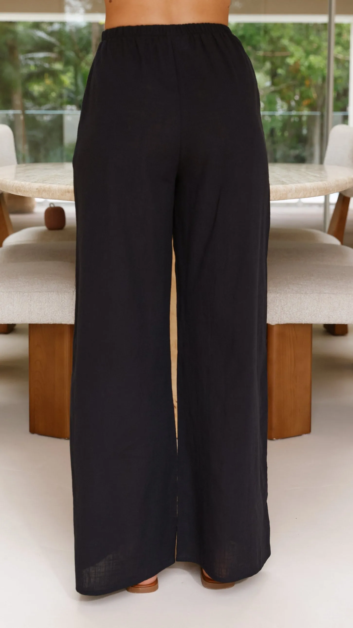 Sharni Strapless Pleat Top and Pants Set - Black