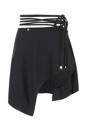 The Attico Asymmetric-Hem Mini Wrap Skirt