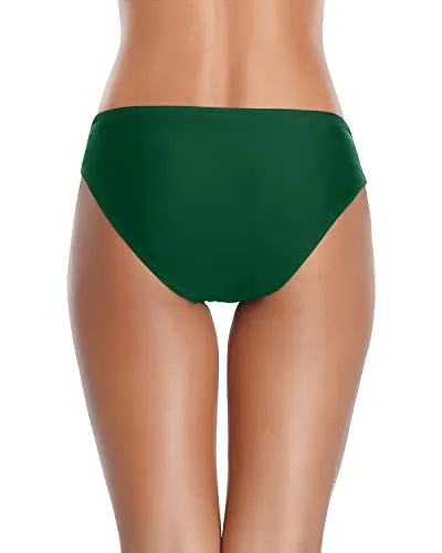 Tummy Control Bikini Bottom High Cut Bathing Suit Bottoms-Emerald Green