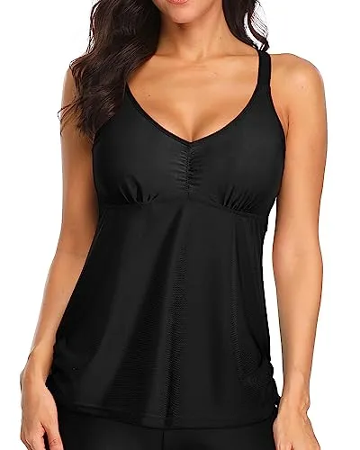 Tummy Control Swim V Neck Tankini Tops