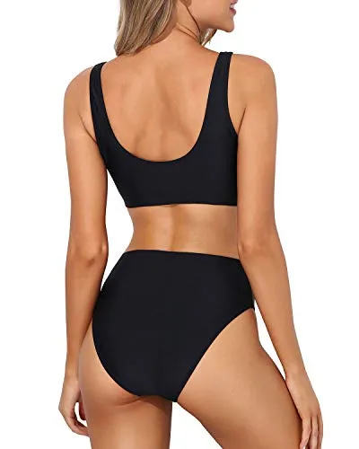 Two Piece Bikini Set For Women Sports Two Piece Bikini For Women-Black