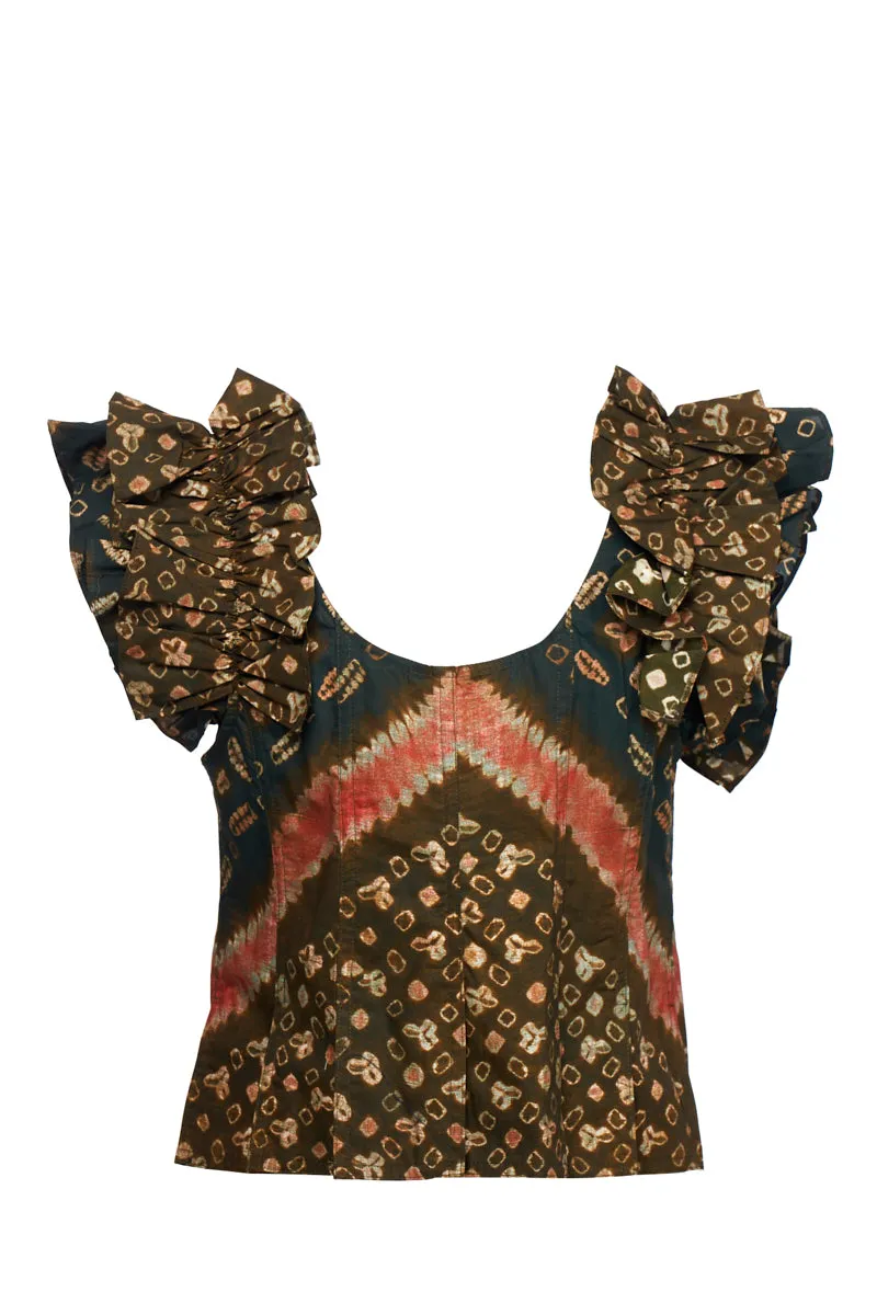 Ulla Johnson Milla Opal Graphic Printed Ruffled Top