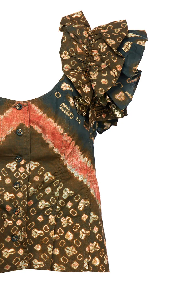 Ulla Johnson Milla Opal Graphic Printed Ruffled Top