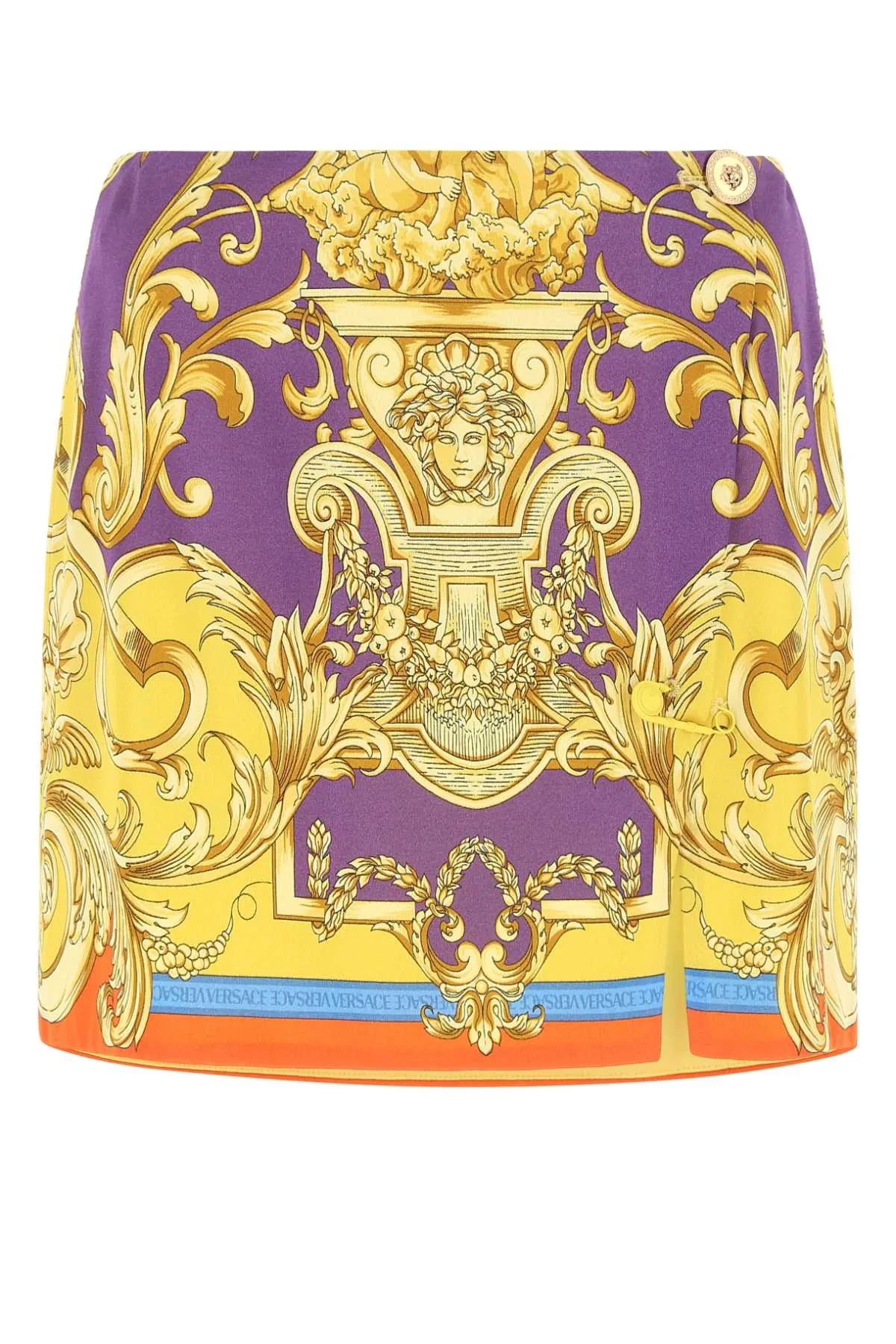 Versace Baroque Pattern Wrap Mini Skirt