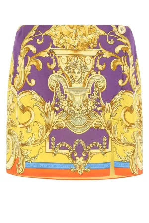 Versace Baroque Pattern Wrap Mini Skirt