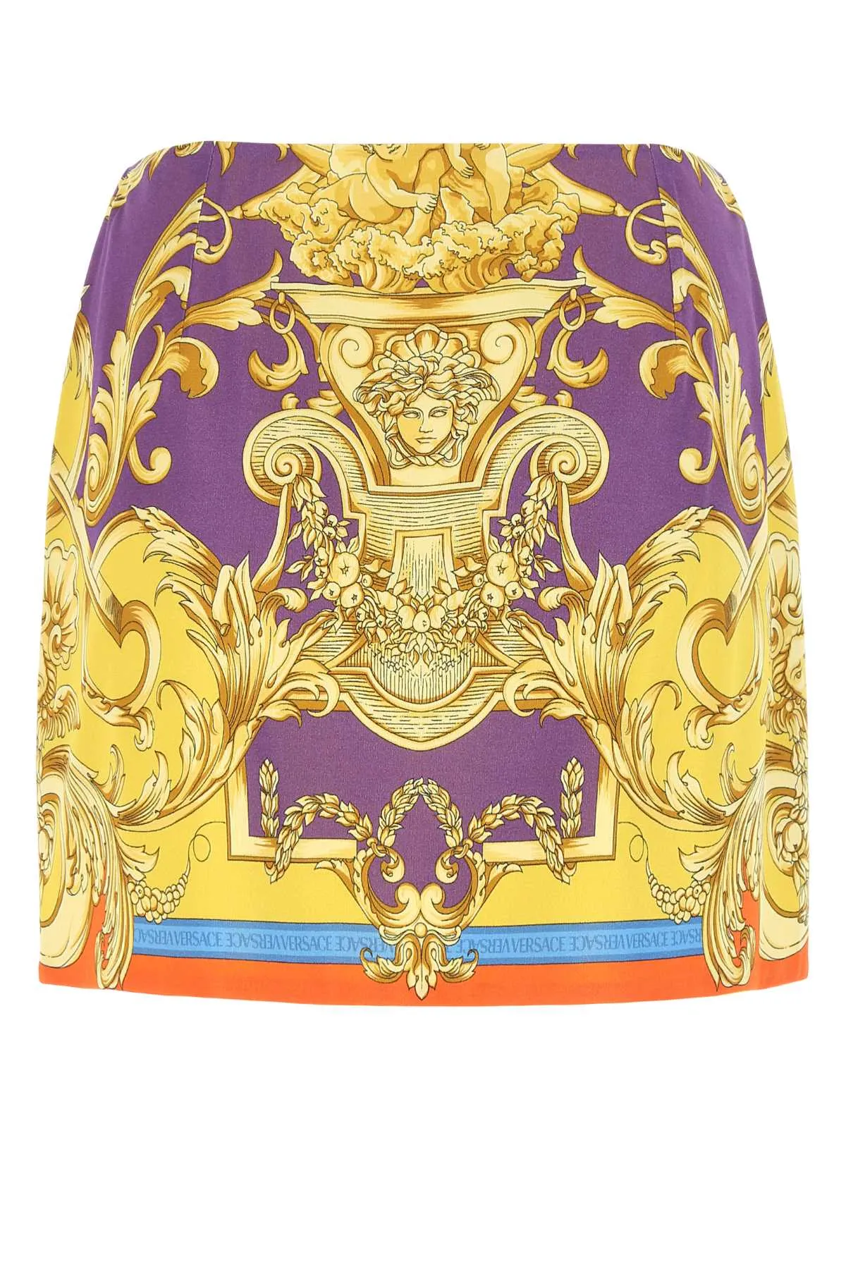 Versace Baroque Pattern Wrap Mini Skirt