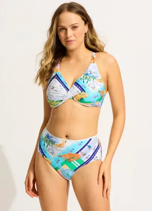 Wish You Were Here Wrap Front F Cup Bikini Top - Atoll Blue