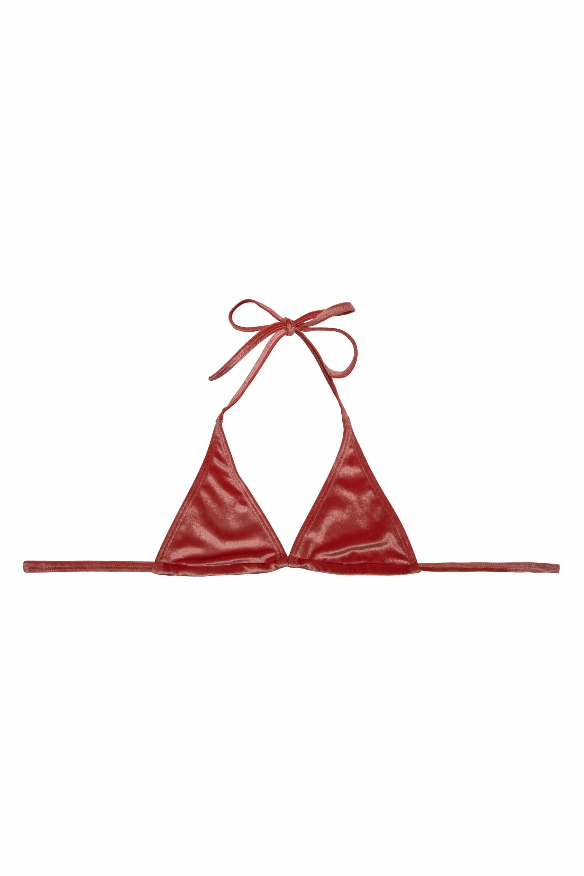 Wolf & Whistle Lillian Peach Velvet Triangle Bikini Top