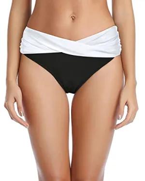 Women's Ruched Swimsuit Bottoms Cheeky High Cut Bikini Bottoms