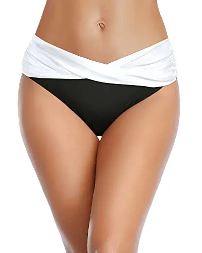 Women's Ruched Swimsuit Bottoms Cheeky High Cut Bikini Bottoms