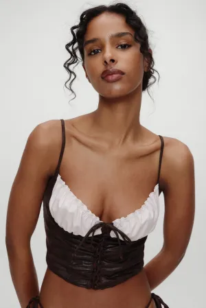 x BELLA HADID Ranch Corset Bikini Top - Cocoa